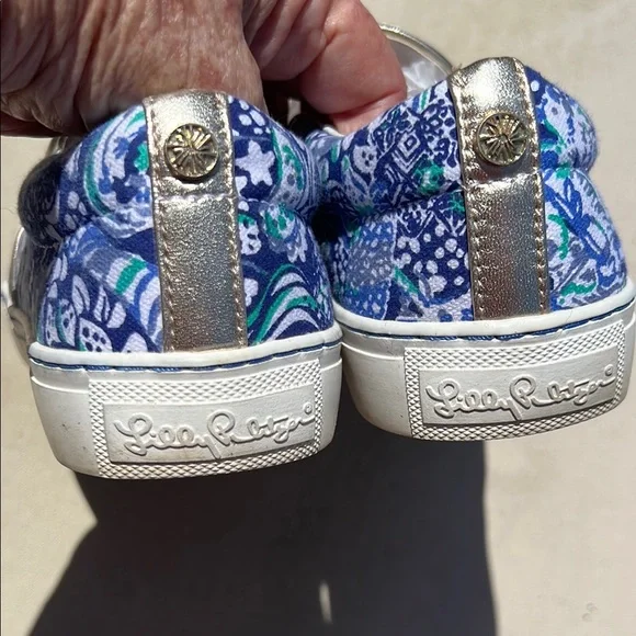 Blue and Green Paisley Slip-On Sneakers - Picture 3 of 3